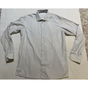 Eton Shirt Mens 17.5 44 White “Whales” Check Contemporary Dress Button Up Work